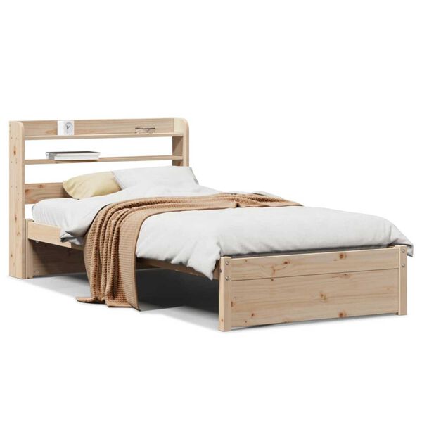 vidaXL Bedframe met hoofdbord massief grenenhout 100x200 cm