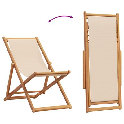 vidaXL Strandstoel inklapbaar massief eucalyptushout en stof beige