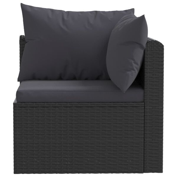 vidaXL 9-delige Loungeset met kussens poly rattan zwart