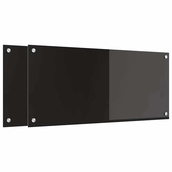 vidaXL Keuken Achterwand 2 pcs Zwart 90 x 40 cm gehard glas