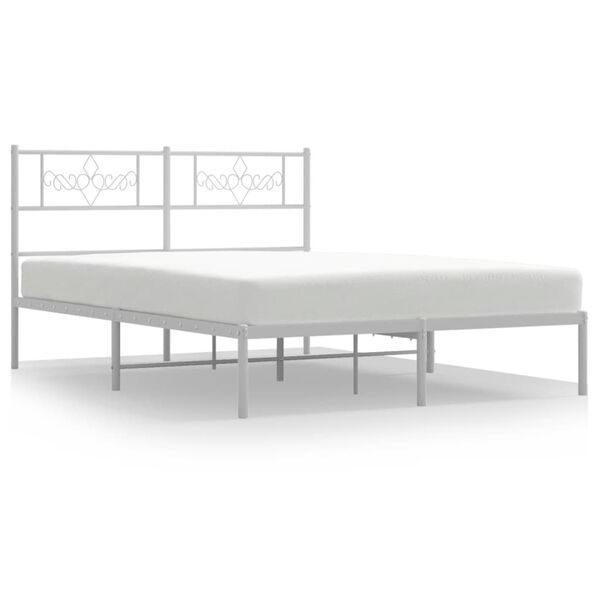 vidaXL Bedframe met hoofdbord metaal wit 140x200 cm