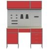 vidaXL Werk kast met lade met slot 8 pcs Rood Engineered hout en staal