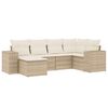 vidaXL 6-delige Loungeset met kussens poly rattan beige