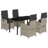 vidaXL 5-delige Tuinset met kussens poly rattan lichtgrijs