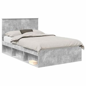 vidaXL Bedframe Effen Concerte Grijs 135 x 190 cm Massief grenenhout