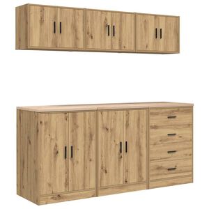vidaXL Garagekasten 6 st bewerkt hout ambachtelijk eikenhout