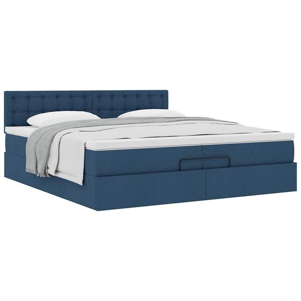 vidaXL Ottoman bed met matras 200x200 cm stof blauw