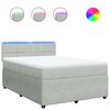vidaXL Boxspring met matras fluweel lichtgrijs 140x190 cm