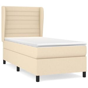 vidaXL Boxspring met matras stof cr&egrave;mekleurig 80x200 cm