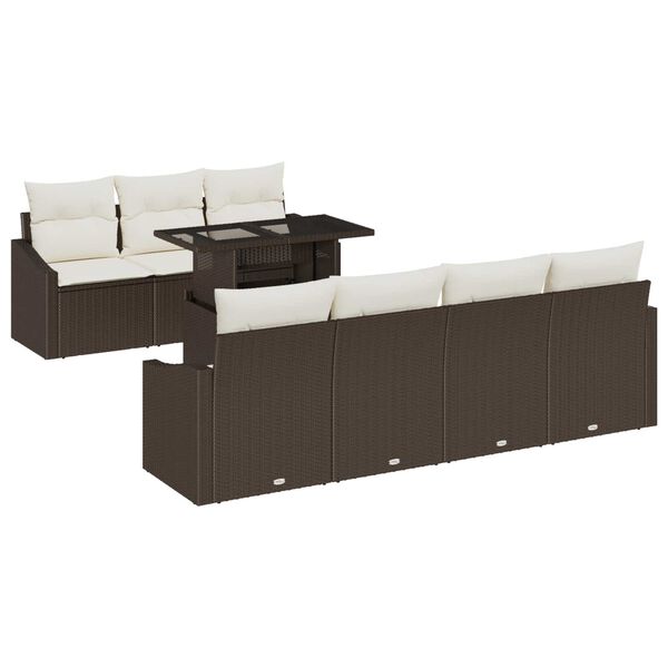 vidaXL Tuin Sofa Set met kussen 8 pcs Bruin en Crème poly rattan