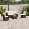 vidaXL 6-delige Loungeset met kussens poly rattan bruin
