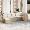 vidaXL 7-delige Loungeset met kussens poly rattan beige