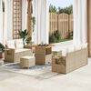 vidaXL Tuinbankenset met kussen 10 pcs Beige en Cr&egrave;me poly rattan