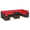 vidaXL Tuin Sofa Set met kussen 11 pcs Bruin Poly riet