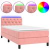vidaXL Boxspring met matras en LED fluweel roze 80x200 cm