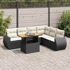 vidaXL 7-delige Loungeset met kussens poly rattan zwart