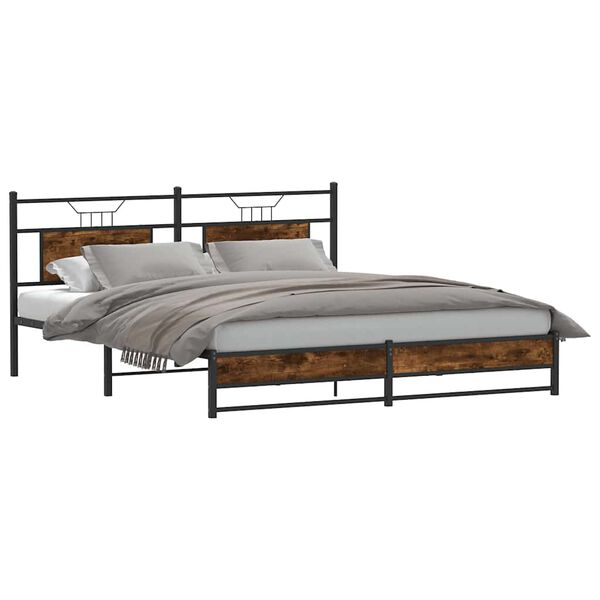 vidaXL Bedframe zonder matras metaal gerookt eikenkleurig 183x213 cm