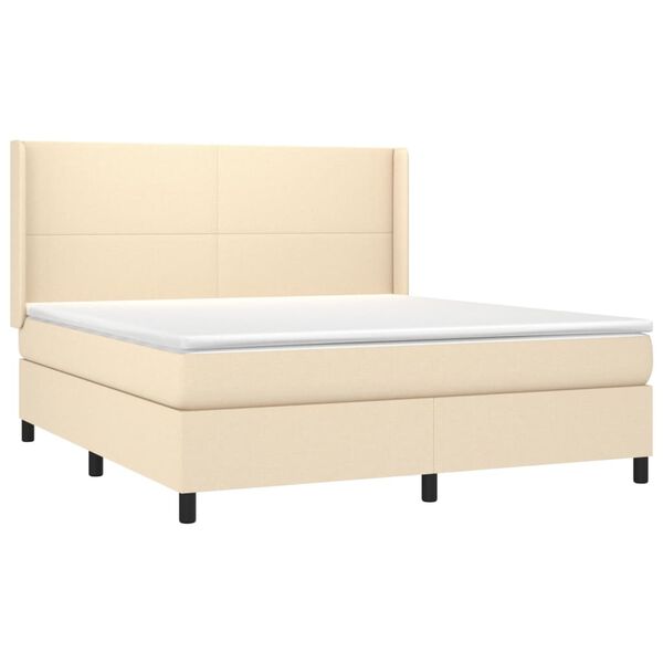 vidaXL Boxspring met matras stof crèmekleurig 180x200 cm