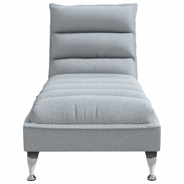 vidaXL Massage chaise longue met kussens stof lichtgrijs