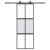 vidaXL Schuifdeur met beslagset 76x205 cm gehard glas zwart