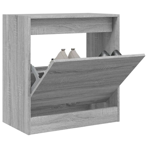 vidaXL Schoenenkast 60x34x63,5 cm bewerkt hout grijs sonoma eikenkleur