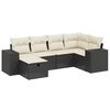 vidaXL 6-delige Loungeset met kussens poly rattan zwart