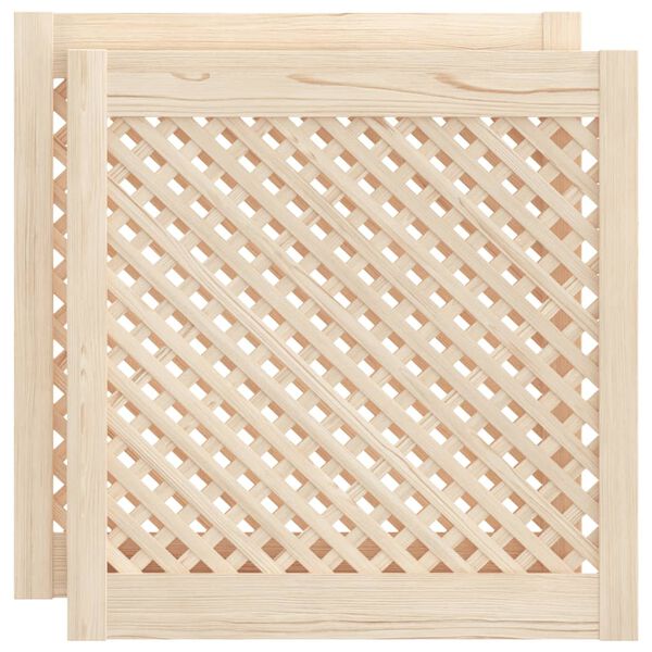 vidaXL Kastdeuren met latwerk 2 st 59,5x61,5 cm massief grenenhout