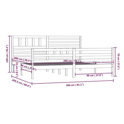 vidaXL Bedframe zonder matras massief hout 200x200 cm