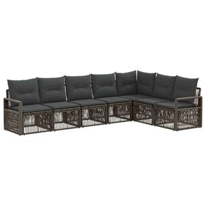 vidaXL Tuinbankenset 7 pcs Grijs poly rattan