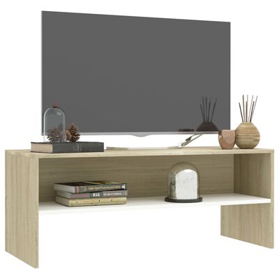 vidaXL Tv-meubel 100x40x40 cm bewerkt hout wit en sonoma eikenkleurig