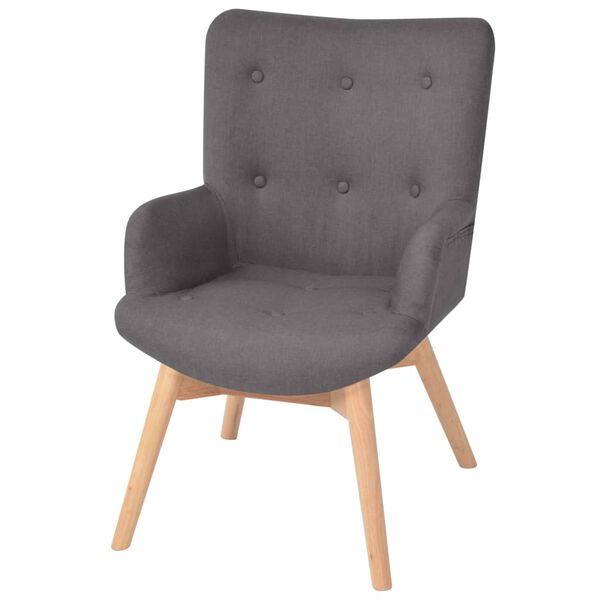 vidaXL Fauteuil met voetenbankje stof grijs