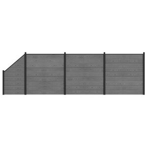 vidaXL Hek set 619 x 186 cm WPC en Aluminium Grijs