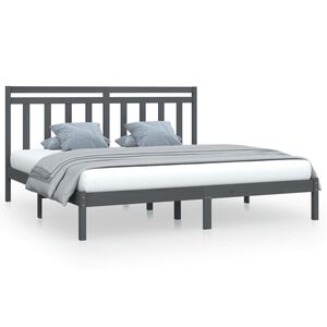 vidaXL Bedframe massief hout grijs 200x200 cm