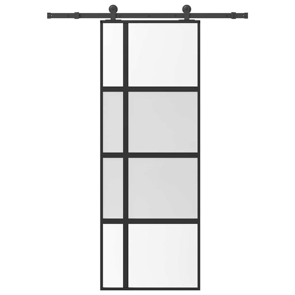 vidaXL Schuifdeur met beslag 76x205 cm gehard glas en aluminium