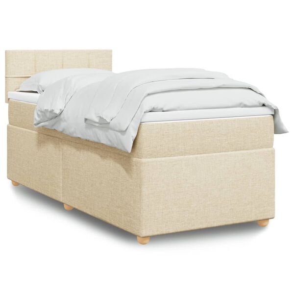 vidaXL Boxspring met matras stof cr&egrave;mekleurig 90x200 cm