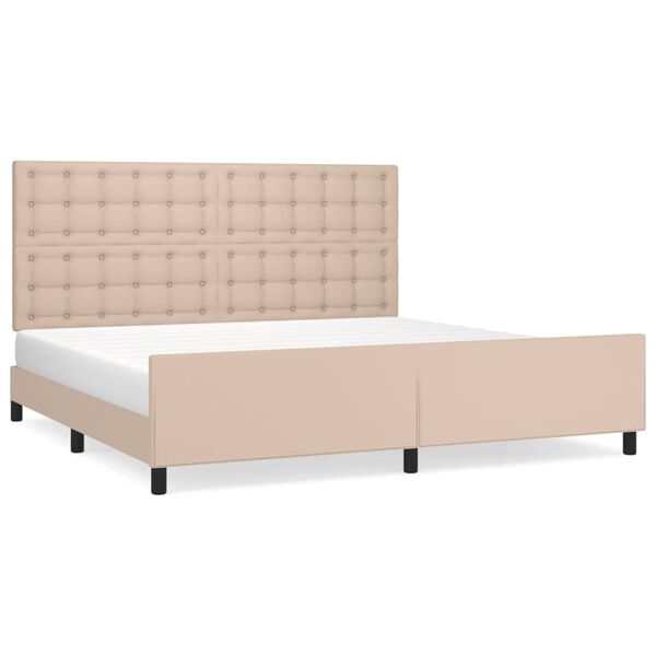 vidaXL Bedframe met hoofdbord kunstleer cappuccinokleurig 200x200 cm