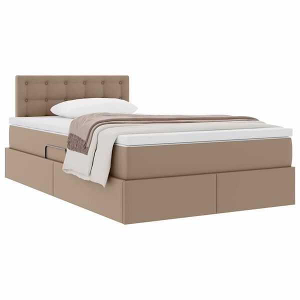 vidaXL Opslag bed met matras Cappuccino 120 x 200 cm Nep Leer