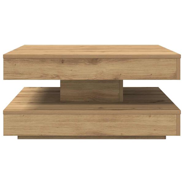 vidaXL Salontafel 360 graden draaibaar 70x70x34,5 cm artisanaal eiken
