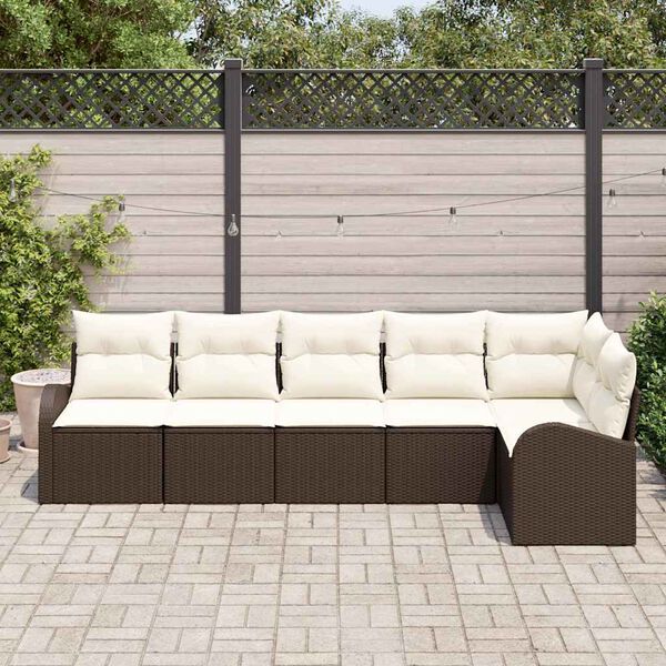 vidaXL Tuin Sofa Set met kussen 6 pcs Bruin Poly riet