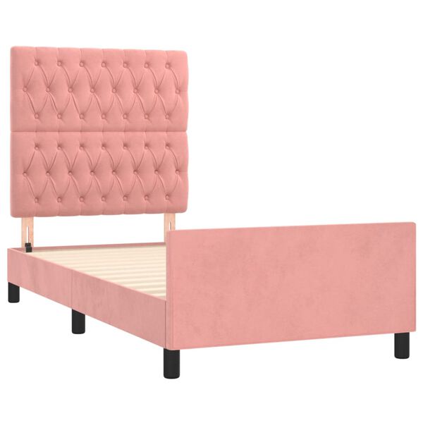 vidaXL Bedframe met hoofdeinde fluweel roze 100x200 cm