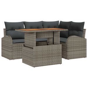 vidaXL Tuin Sofa Set met opslag 5 pcs Grijs Poly riet