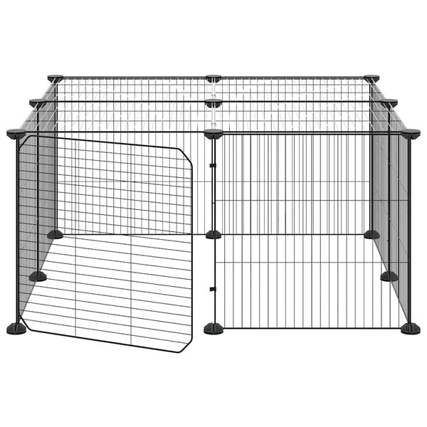 vidaXL Huisdierenkooi met deur 12 panelen 35x35 cm staal zwart