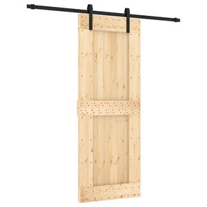 vidaXL Schuifdeur Naturel en Zwart 80 x 210 cm Massief Grenenhout
