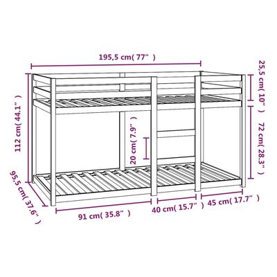 vidaXL Stapelbed massief grenenhout 90x190 cm