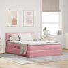 vidaXL Opbergbed met LED met matras Roze 140 x 190 cm Fluweel