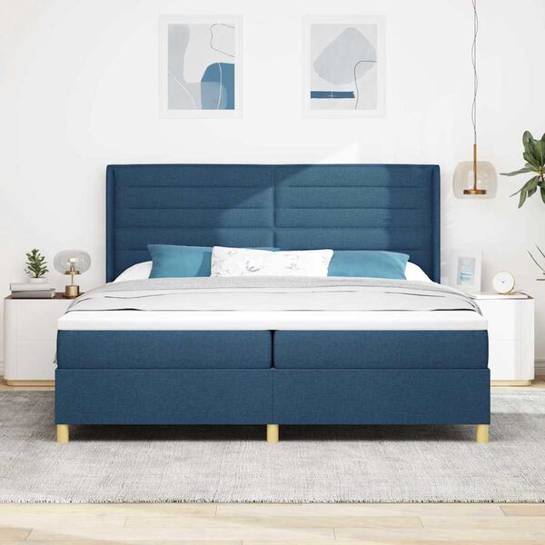 vidaXL Boxspringbed met matras met hoofdeinde Blauw 200 x 200 cm Stof
