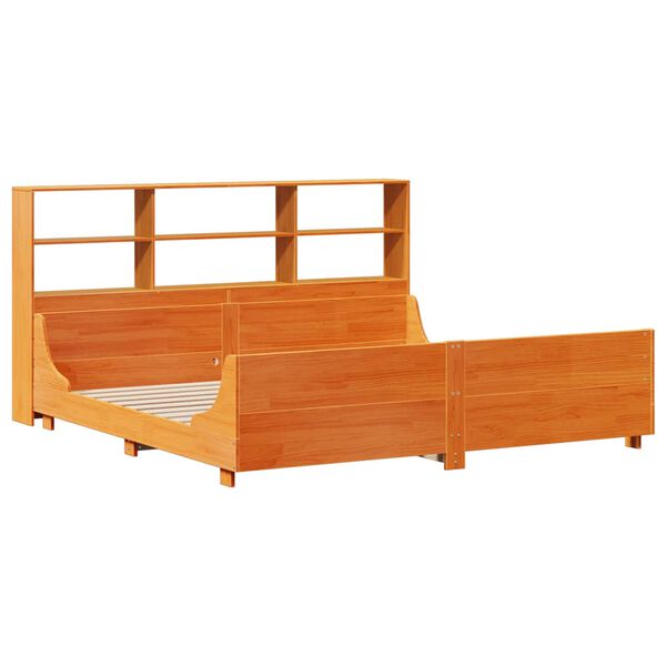 vidaXL Bed met boekenkast zonder matras hout wasbruin 200x200 cm