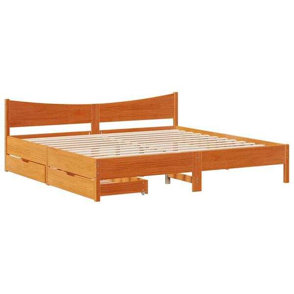 vidaXL Bedframe met lades massief grenenhout wasbruin 200x200 cm