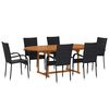 vidaXL 7-delige Tuinset poly rattan zwart