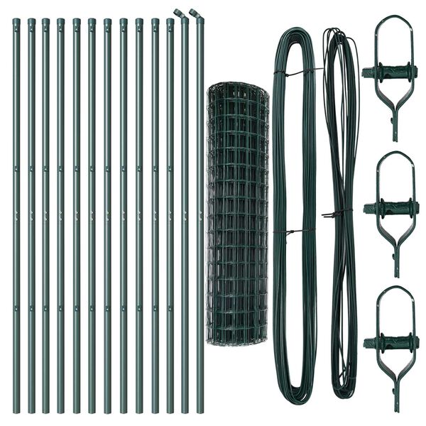 vidaXL Hek met Paal Groen 1,2 x 25 m Staal en PVC